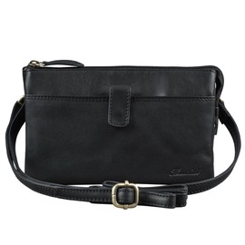 Benthill Leather Shoulder Bag - Travel Wallet Made of Genuine Cowhide Leather - Shoulder Bag with Zip - Oragnizer/Leather Bag - Men / Women, black