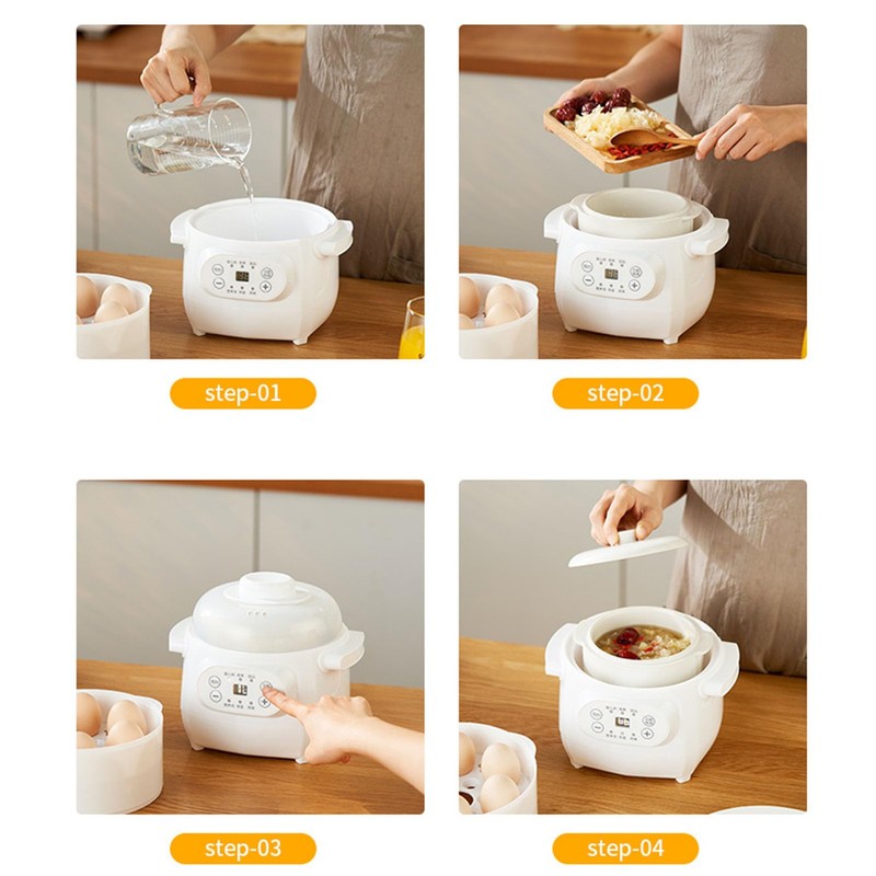 Electric Stew Pot 1L 200W with Ceramic Liner, Slow Cooker