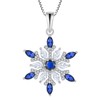 YL Snowflakes Necklace Sterling Silver Winter Pendant Created Sapphire Christmas