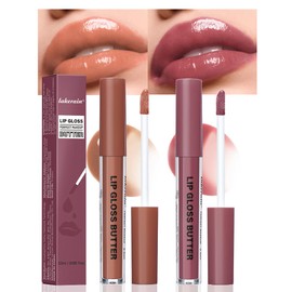 FeiCuiYun 2Pcs Brown Nourishing Lip plumper Gloss, Long Wear Hydration Mini Liquid Lipstick Makeup, Moisturizing High Shine Lip Glow Oil Fresh Lightweight Glossy Plumping Lip Gloss for Women (08+12)