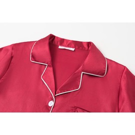 UNICABBIT21 Red Nightgowns for Junior Girls Satin Silky Cute Button Down Tween Kids Short Sleeve Night Dress Size 10