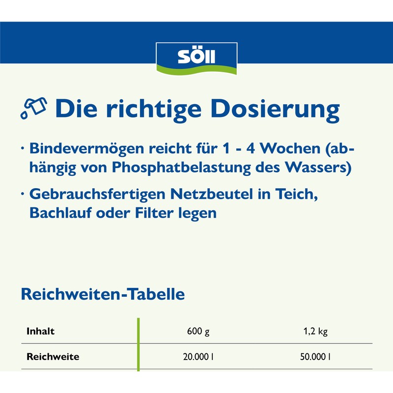 Söll 81799 Turbo Phosphate Binder, 600 g, Immediately Effective Pond