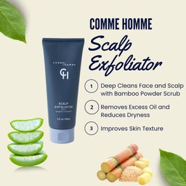 Comme Homme Scalp Exfoliator for Bald Men deep cleans, unclogs pores, improves skin texture and reveals healthy vibrant skin, great for pre-shave use, 5 Fl Ounces
