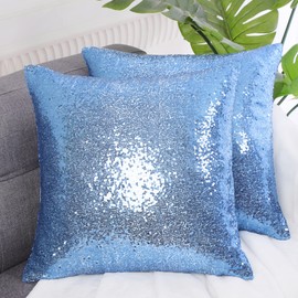 sourcing map Sequin Cushion Cover, 40 x 40 cm, Decorative Cushion Cover, Set of 2, Decorative Cushion Covers for Decorative Cushions, Couch Cushion, Blue