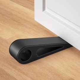 Door Stoppers for Bottom of Door, Aluminum & Rubber Door Stop Wedge, Heavy Duty Door Stopper for Floor- Keep Doors Open in Home, Apartment, Office, Hotel, Black