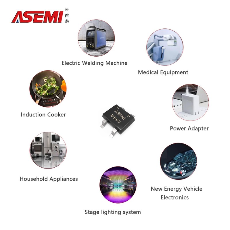 50x MB6S ASEMI Surface Mount 1A1000V Mini Bridge Rectifier Diodes