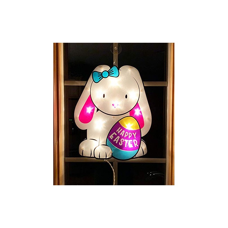 Easter Bunny Window Decoration Indoor Outdoor Use Happy Easter Lighted