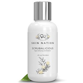 Exfoliating Face Scrub, Facial Wash - Made With Organic Natural Ingredients, Glycolic Acid, Jojoba Beads, Aloe Vera, Tea Tree, MSM, Effective Anti Aging Anti Wrinkle. Skin Nation by Michelle Stafford