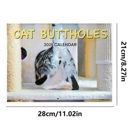 Creative Cat Butt Pattern Calendar, 1 Count 2025 Funny Cat Butt Wall Calendar, Page Flip Desk Calendar for Home Office