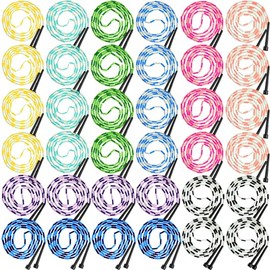 Junkin 36 Pack Jump Ropes for Kids Adults, Adjustable Length Free Segmented Skipping Rope Bulk for Toys, Soft Beaded Jumping Ropes for Women Men Fitne