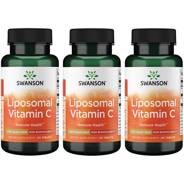 Swanson Liposomal Vitamin C - High Bioavailability 1,000 mg 60 Tabs 3 Pack