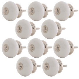 Knober 10 x White | Silver Fitting Made of Stainless Steel | Furniture Knobs 40 mm Knob | Door Handle Thread Metric M3