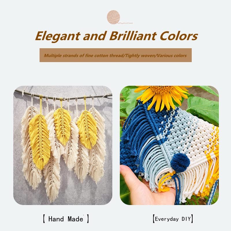 Binwat Macrame Cord Natual Macrame Cotton Cord DIY Craft Cord