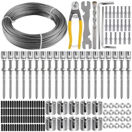 100FT Garden Wire Trellis for Climbing Plants, Kalolary T316 Stainless Steel Garden Trellis for Outdoor Wall-Mounted Heavy Duty Wire Trellis Kit Wire Ropes System Kit for Plants Vines Wall Decoration