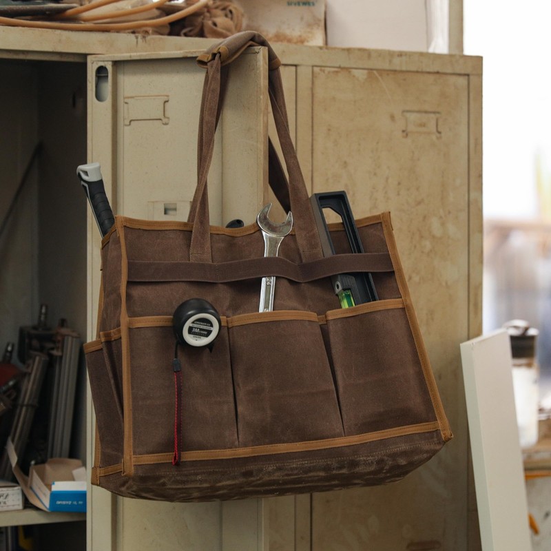 Tool Bag, Heavy Duty 16oz Waxed Canvas Water-Resistant Tool Pouches,