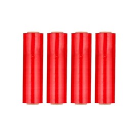PSBM Red Stretch Wrap, 4 Pack, 18 Inch x 1500 Feet, 63 Gauge, Tinted/Transparent Hand Stretch Film Rolls for Packaging Moving Packing Pallets