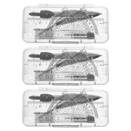 Operitacx 3 Boxes Drawing Tool Geometry Compass Triangle Ruler Compass for Geometry Protractor School Supplies Rulers Architectural Supplies Drawing Set Compass Geometry Metal