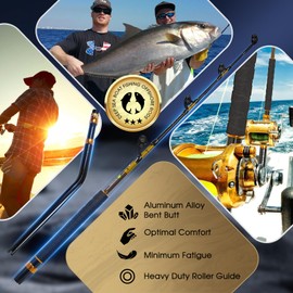 TRHUNTER Offshore Trolling Rod Saltwater Big Game Boat Fishing Rod Heavy Duty Roller Rod (6'6'' - 120-200lbs - Bent Butt)
