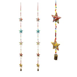 Aditri Creation Set of 2 Door Hanging Colourful Decorative 5 Fabric Star String for Indian Traditional Indoor Wall Temple Bedroom Home Party Decor Gifts Ideas (Size: -38 Inches) (Multicolour)