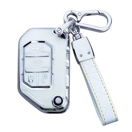 Yuebutor Key Fob Cover Case Compatible with 2018-2023 Wrangler JL JLU Gladiator JT Rubicon Sahara JLU Accessories (White)