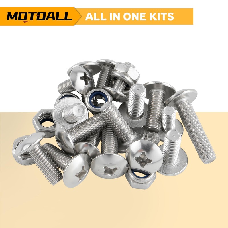 MOTOALL 25 Piece Fender Bolts Screws Nut Mount Kit Plastics