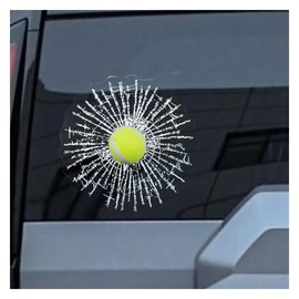 3D Prank Tricky Broken Glass Car Sticker Decal, Funny Rear Windshield Decoration Decal, Tennis Hits Car Window Styling Sticker, Car Self Adhesive Decal, Universal for Most Cars (Tennis)
