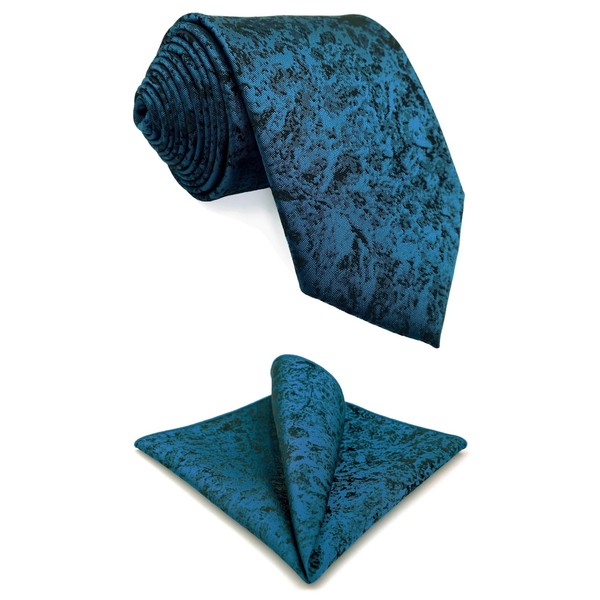 Neckties for Men Suits Dark Teal Black Blue Patterned Tie