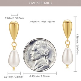 Evabelle Dangle Drop Earrings for Women Hypoallergenic Gold Plated Cross Flower Bow Pearl Earrings Trendy Jewelry