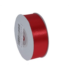 Filan Double Face Satin Ribbon 1 Inch x 25 Yards Double Sided Solid Polyester Ribbon for Gift Wrapping Party Hair Braids Bow Baby Shower Decoration Floral Arrangement Crafting Supplies, Hot Red