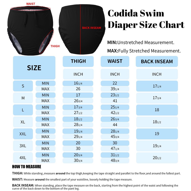Reusable Swim Diapers for Adults Waterproof Leakproof Incontinence Swimwear Underwear
