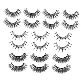 WOONEKY 10 Pairs Fluffy False Eyelashes Natural Lashes Rhinestones Long Wispy Lash Extensions for Women Girls Easy to Apply