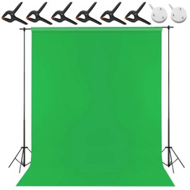 Green Screen Background 200 x 300 cm: Photo Background Green Screen Washable with 6 Clamps, Photo Wall Background, Photo Canvas for Photography, Video and TV Recording