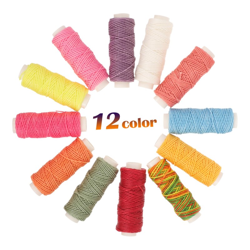 Gadpiparty 12Rolls Durable Waxed Threads for Crafts Functional Waxed Cord