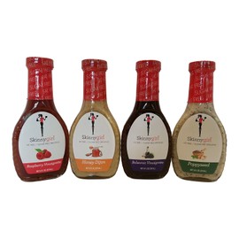Skinnygirl Skinnygirl Low Carb, Fat Free, Sugar Free, Salad Dressing Bundle: Variety Pack (4) 8oz Bottles, One Balsamic Vinaigrette, One Poppyseed, One Honey Dijon and One Raspberry Vinaigrette