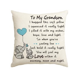 Artoid Mode Grandson Gifts From Grandma Grandpa Grandson Cushion Cover, 45x45 cm Decorative Birthday Graduation Throw Pillow Cover Case Decor