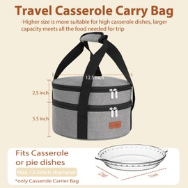 iaodia Insulated Casserole Carrier Bag, Expandable Thermal Food Carrier Insulated Travel Carry Bag for Hot or Cold Food for Picnic Cookouts Potluck Parties (Gray)