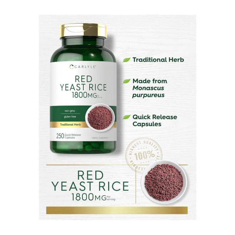 Red Yeast Rice 1800mg Salud Cardiovascular 250 Americano Sin Sabor