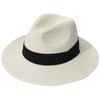 DRESHOW Women Wide Brim Straw Panama Roll up Hat Fedora