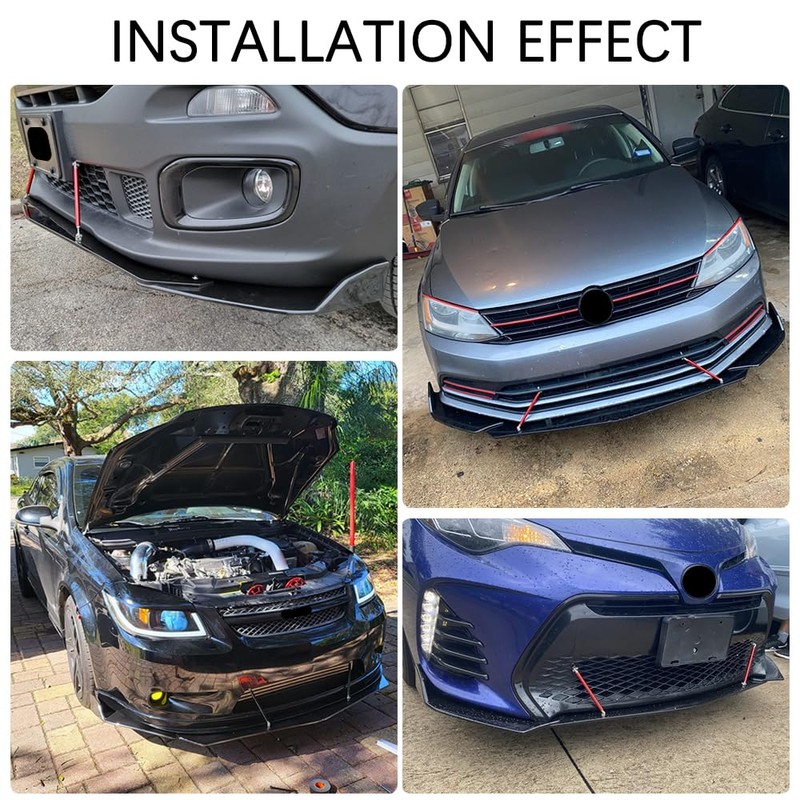 DREAMIZER Universal Front Bumper Lip Strut Rod Spoiler Wing Wide