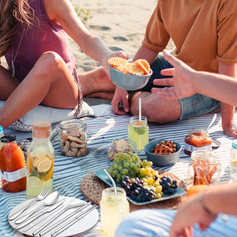 9 Piece Portable Stainless Steel Cutlery Set (Blue)