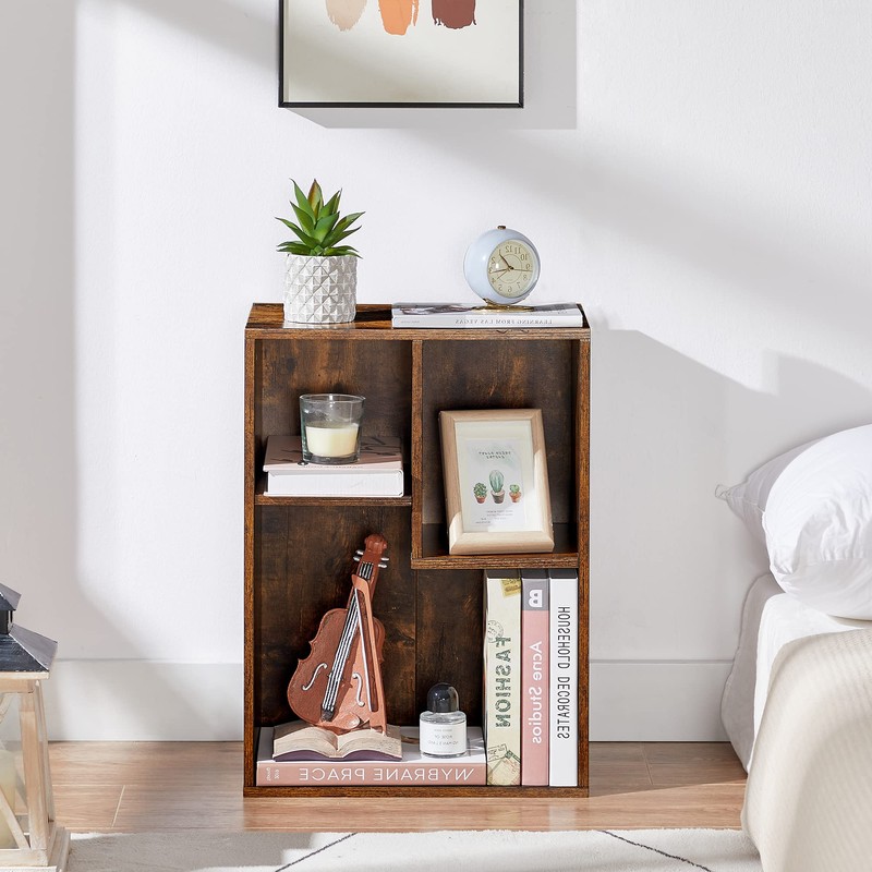 VECELO 3-Cube Small Bookshelf, Modern Bookcases with Shelves Height Up