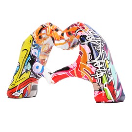 Heart Hands Sculpture Resin Aesthetic Gesture Decoration Modern Love Sign Art Figurine Ornament for Coffee Table Shelves Wedding Office Style 4