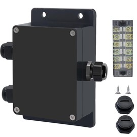 Otdorpatio Project BoxI P67 Outdoor Waterproof box Electronic Junction Box with 25A 600V 6P Barrier Terminal 1IN/2Out Electrical Boxes 4.5x3.5x2.12 inch