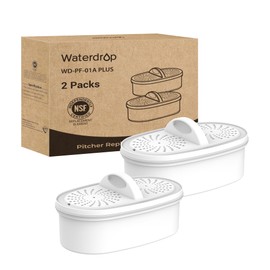 Waterdrop Replacement Filters for All Waterdrop Pitcher Filtration System, Reduces PFAS, PFOA/PFOS, Chlorine, Last Up to 3 Months or 200 Gallons, 2 Packs，WD-PF-01A Plus, NSF Certified