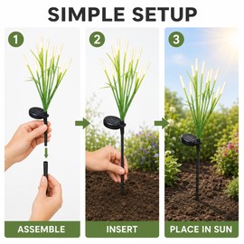 2-Pack 6-LED Solar Reed Bubble Stake Lights, IP54 Waterproof Colorful Outdoor Garden Decor