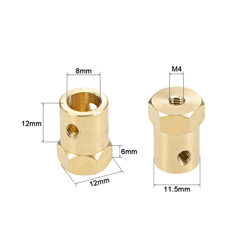 sourcing map Hex Coupler 8mm Bore Motor Hex Brass Shaft