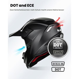ILM Fullface MTB Motocross Helmet Children's Motorcycle Helmet Downhill Motorcycle Helmets Dirt Bike Full Face Mountain Bike Quad Enduro Cross Helmet with Glasses Mask Gloves ECE22.06 Model Z705, Matte Black, M