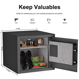 BILLCONCH Smart Gun Safe for 4 Pistol Holders with Smart LCD UI, Automatic Locking Tabs Fast Automatic Opening and Closing of the Safe Door Tether Biometric Handgun Safe with APP Unlock