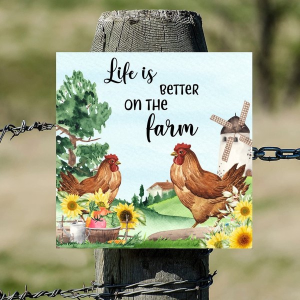 DecStic Life is Better on The Farm Rooster Wood Sign