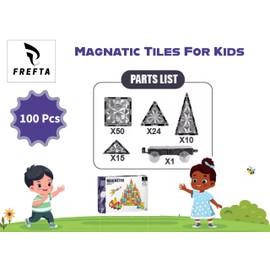 100PCS Premium Magnetic Building Tiles for Kids Ages 3-5 4-8 Travel Magnetic tiles, Car, Airplane activities toys STEM Learning, Montessori, Construction Toys mini magnetic tiles Gift for Boys & Girls